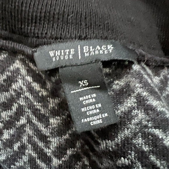 White House Black Market Black/Gray Herringbone Faux Fur/Leather Trim Vest-Small - Picture 2 of 9